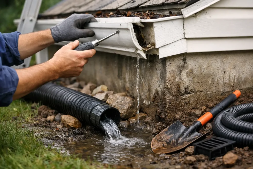 Gutter Repair Near Foundation Drainage Issues