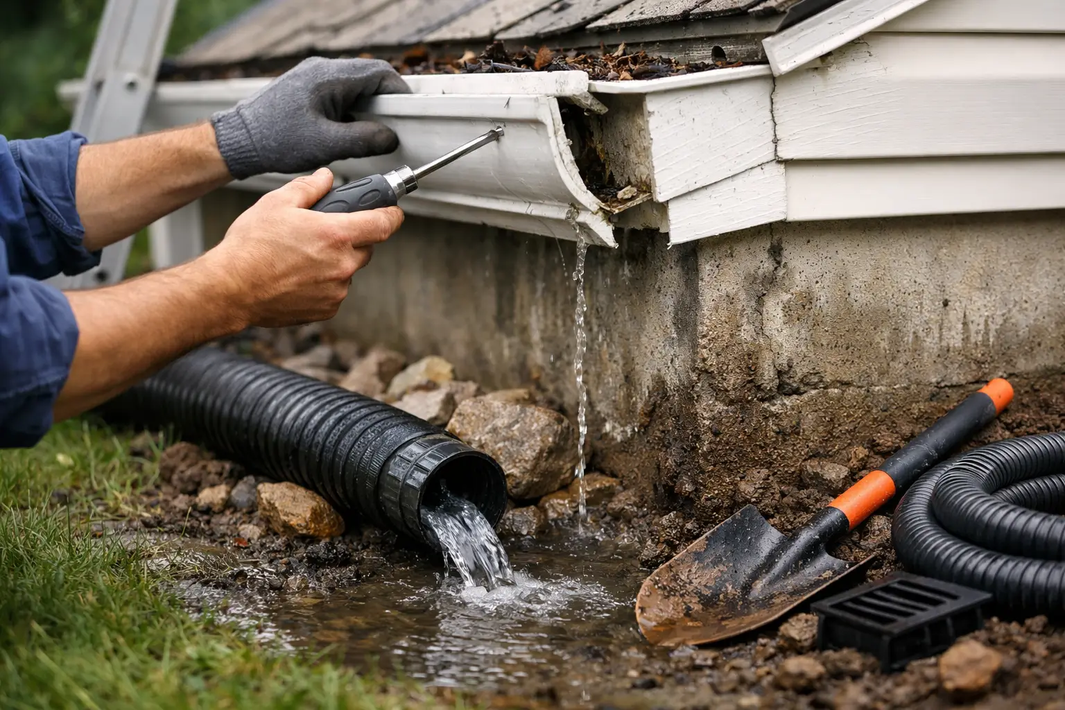 Gutter Repair Near Foundation Drainage Issues