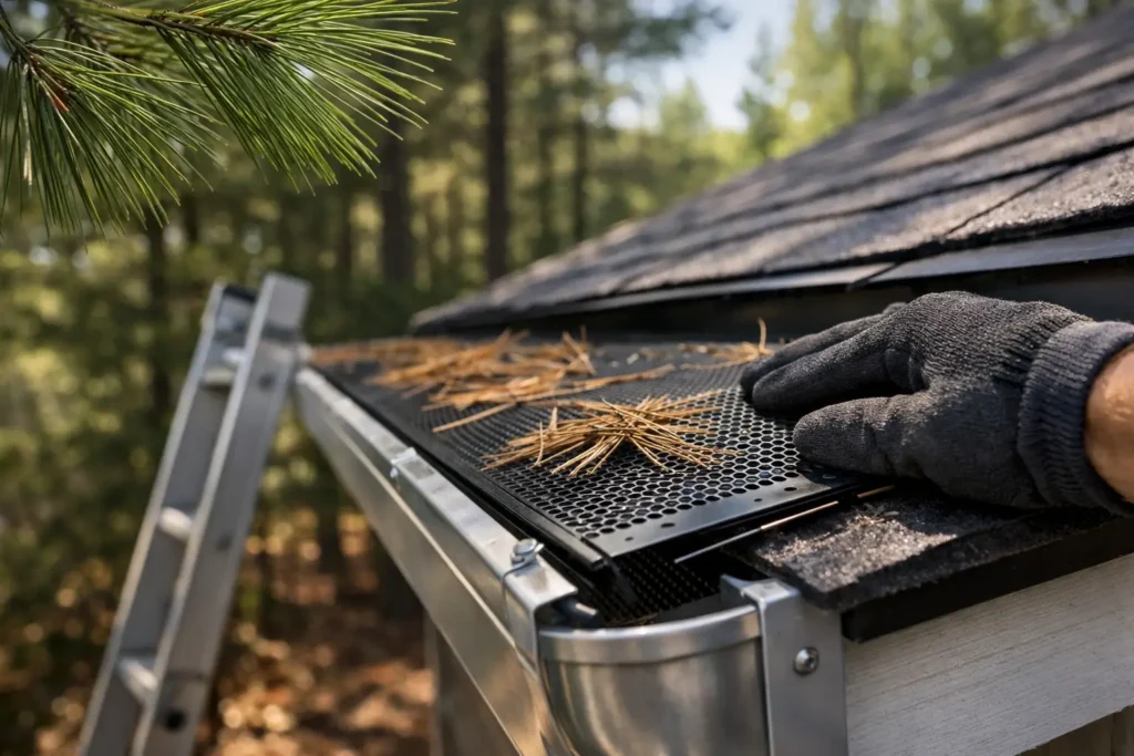 Leaf Guard Installation for Pine Needles
