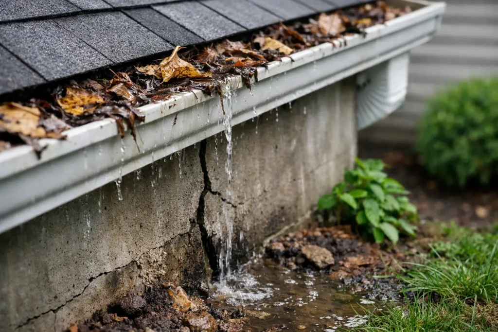 Can Clogged Gutters Damage Foundations? Yes.